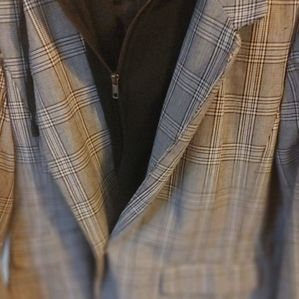 Jacket black and grey checkered with hood